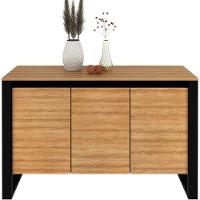 Balcão Armário Para Escritório 3 Portas Em Mdp Amêndoa/preto - 6