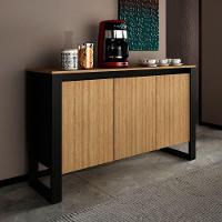 Balcão Armário Para Escritório 3 Portas Em Mdp Amêndoa/preto - 9