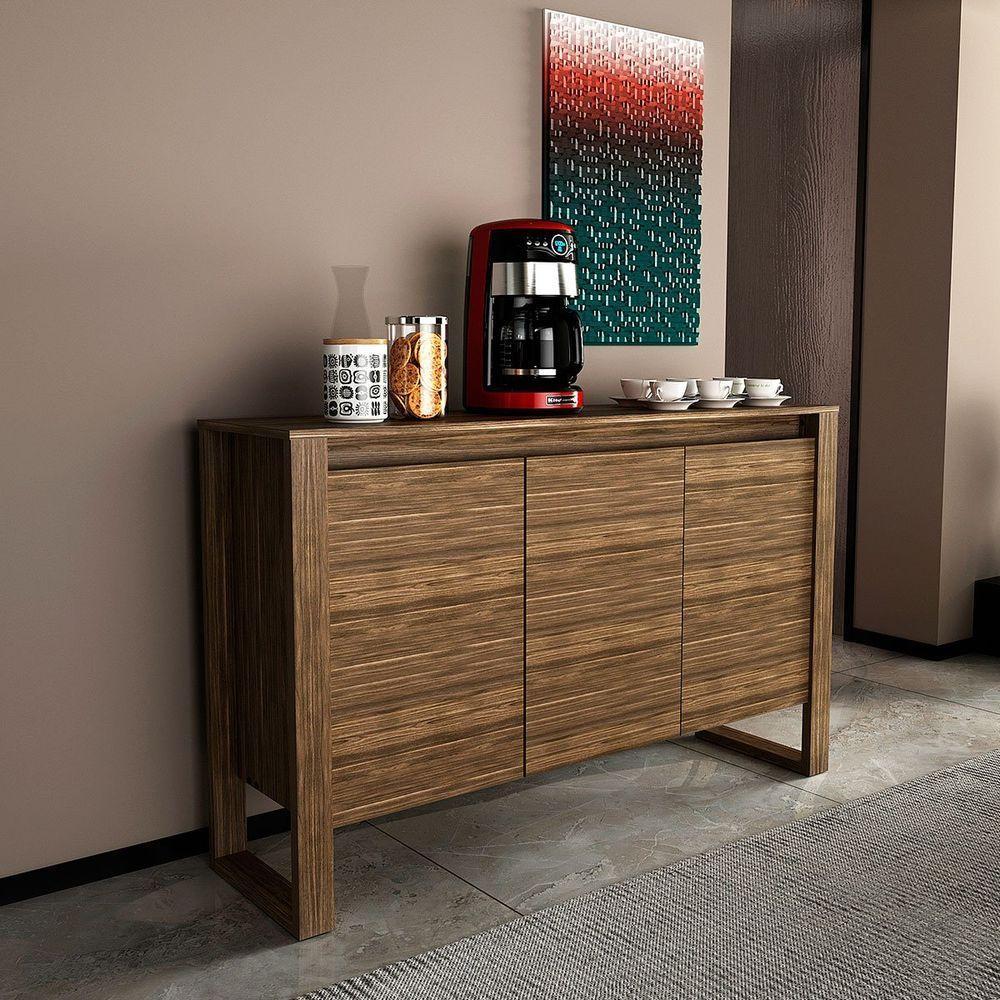 Balcão Armário Para Escritório 3 Portas Em Mdp Nogal - 7