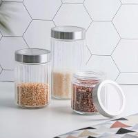 Kit 4 Pote De Vidro Porta Mantimentos Vidro Com Tampa Inox Para Grãos Cereais 1200ml 18cm Lyor - 6