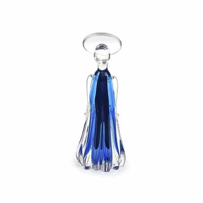 Mini Imagem De Anjo 22cm Vidro Murano Azul São Marcos