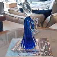 Mini Imagem De Anjo 22cm Vidro Murano Azul São Marcos - 5