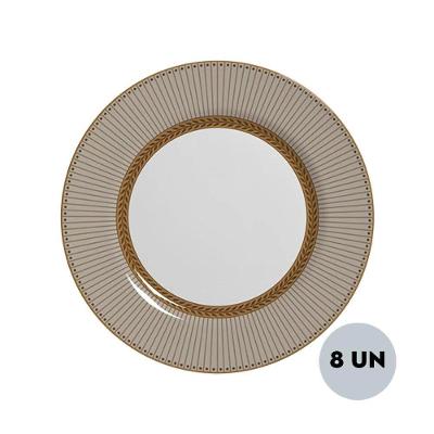 Jogo C-8 Pratos Raso Fendi Plus Cerâmica Alleanza 30cm