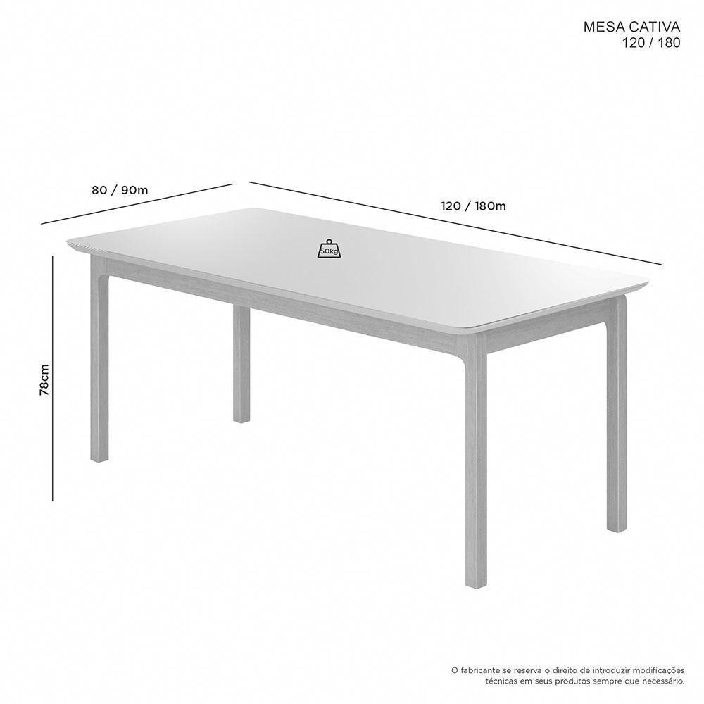 Mesa De Jantar Retangular Cativa Jcm Cinamomo 1,80 M - 3