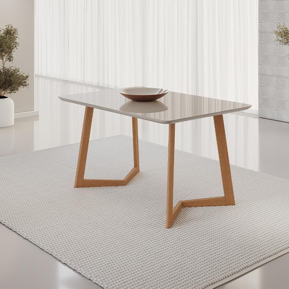 Mesa De Jantar Retangular Fineza Jcm Off White 1,20 M - 2