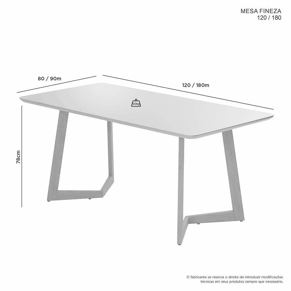 Mesa De Jantar Retangular Fineza Jcm Off White 1,80 M - 3