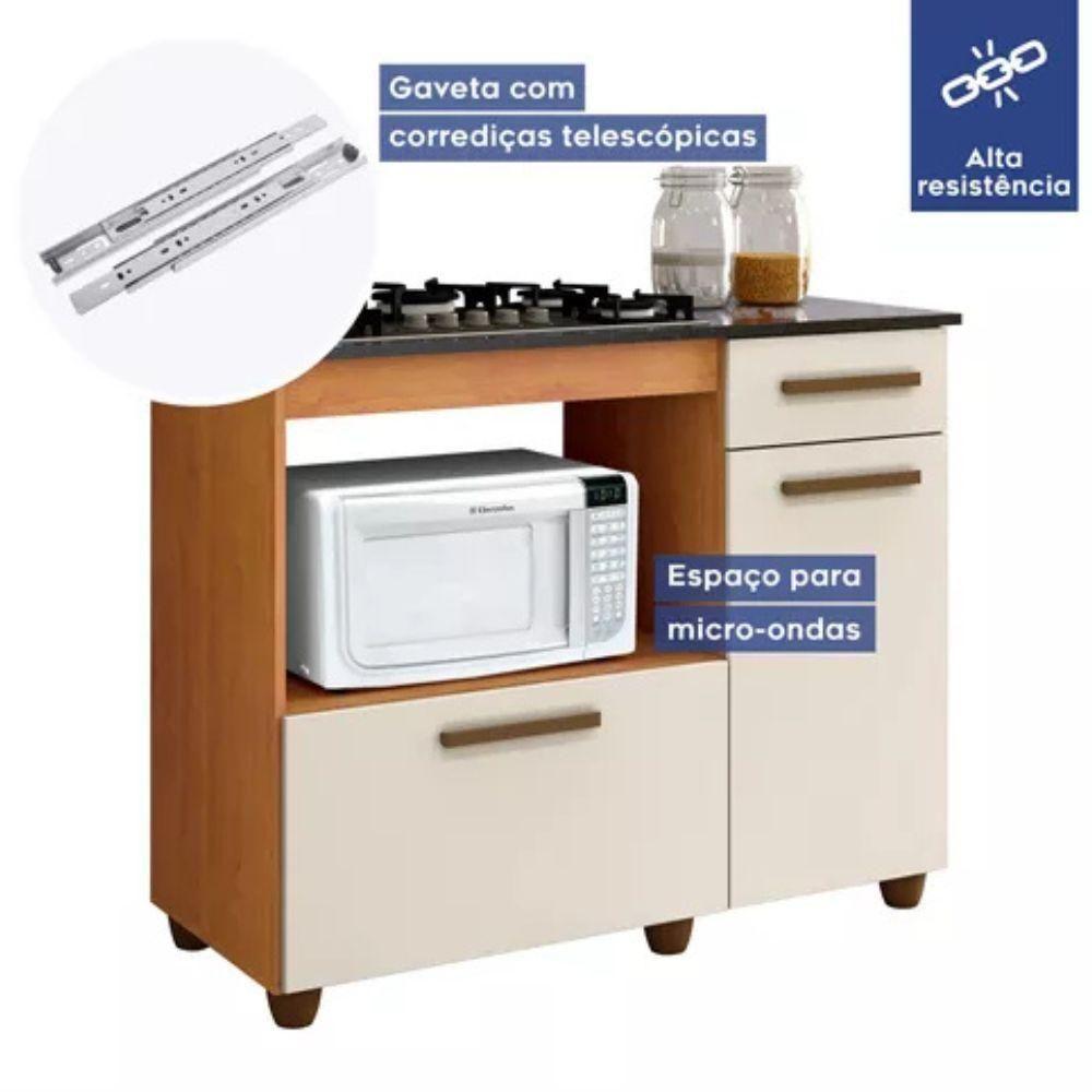 Balcão Para Cooktop 5 Bocas Violeta Kaiki Móveis Nature Off White - 4