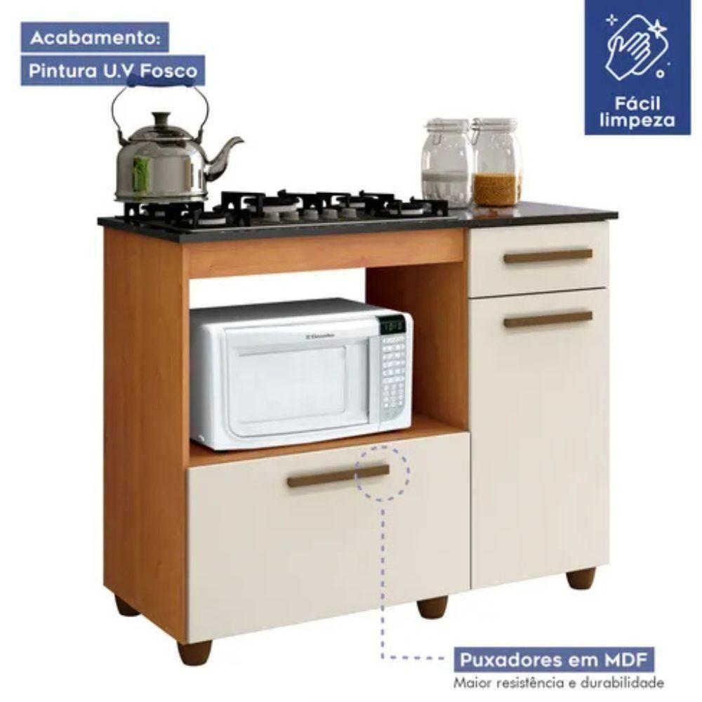 Balcão Para Cooktop 5 Bocas Violeta Kaiki Móveis Nature Off White - 5