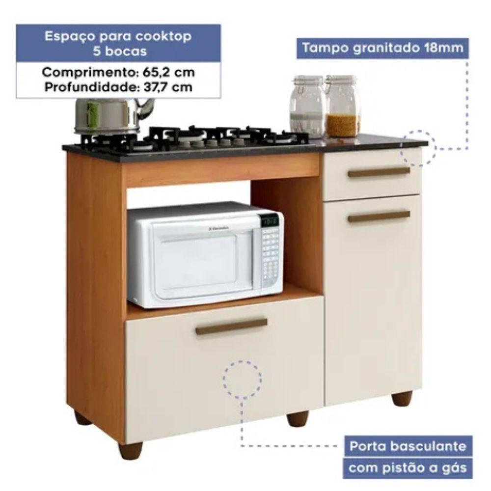 Balcão Para Cooktop 5 Bocas Violeta Kaiki Móveis Nature Off White - 6