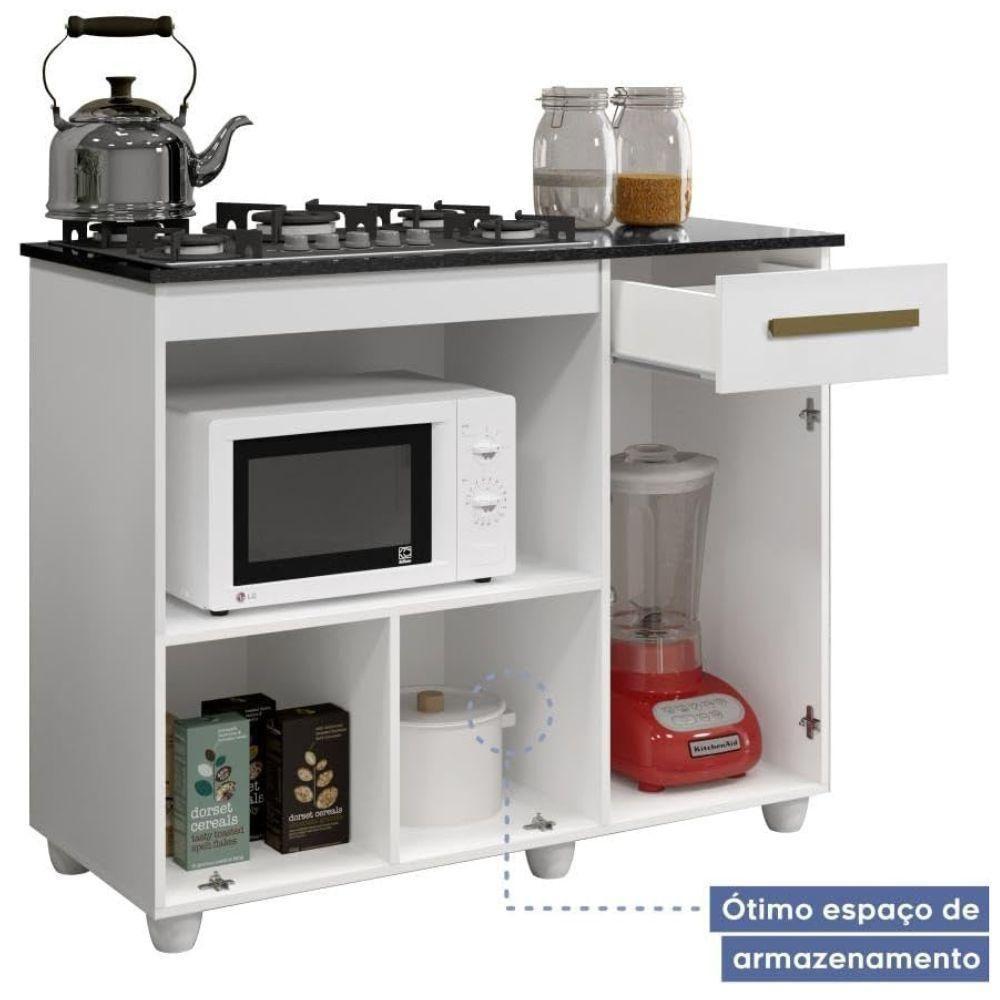 Balcão Para Cooktop 5 Bocas Violeta Kaiki Móveis Branco - 2