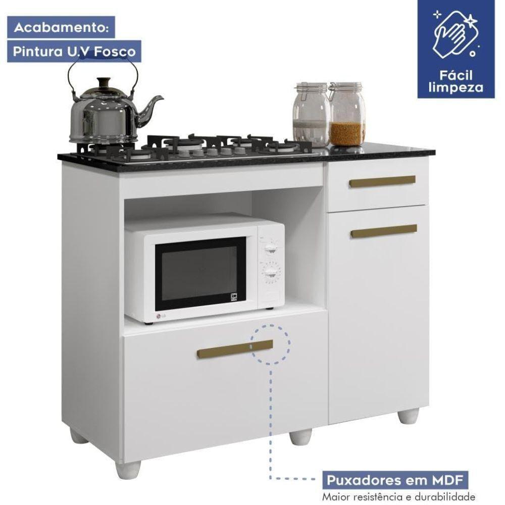 Balcão Para Cooktop 5 Bocas Violeta Kaiki Móveis Branco - 5