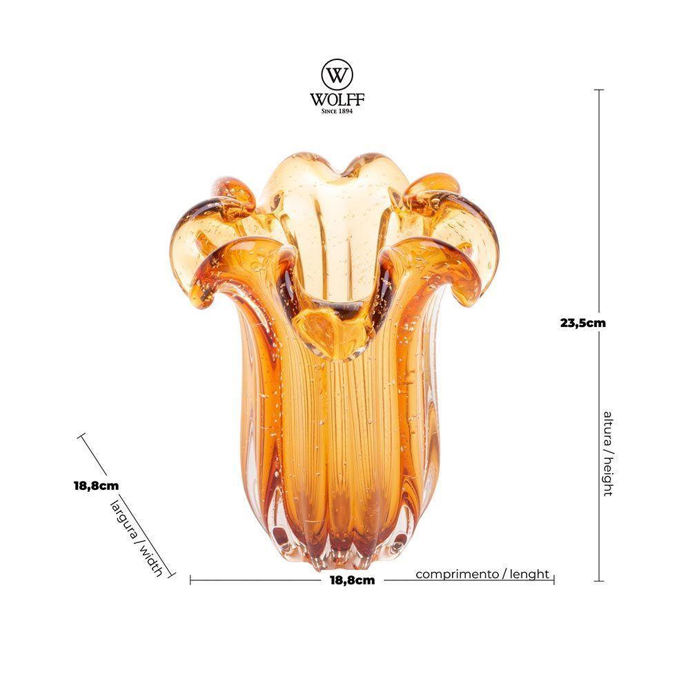 Vaso Murano Vidro Italy Ambar 19×23,5cm Wolff - 5