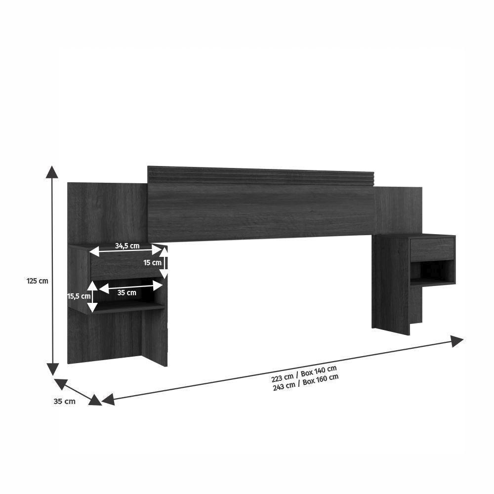 Cabeceira Casal Master Extensível Com Mesa De Cabeceira Benetil Imbuia - 4