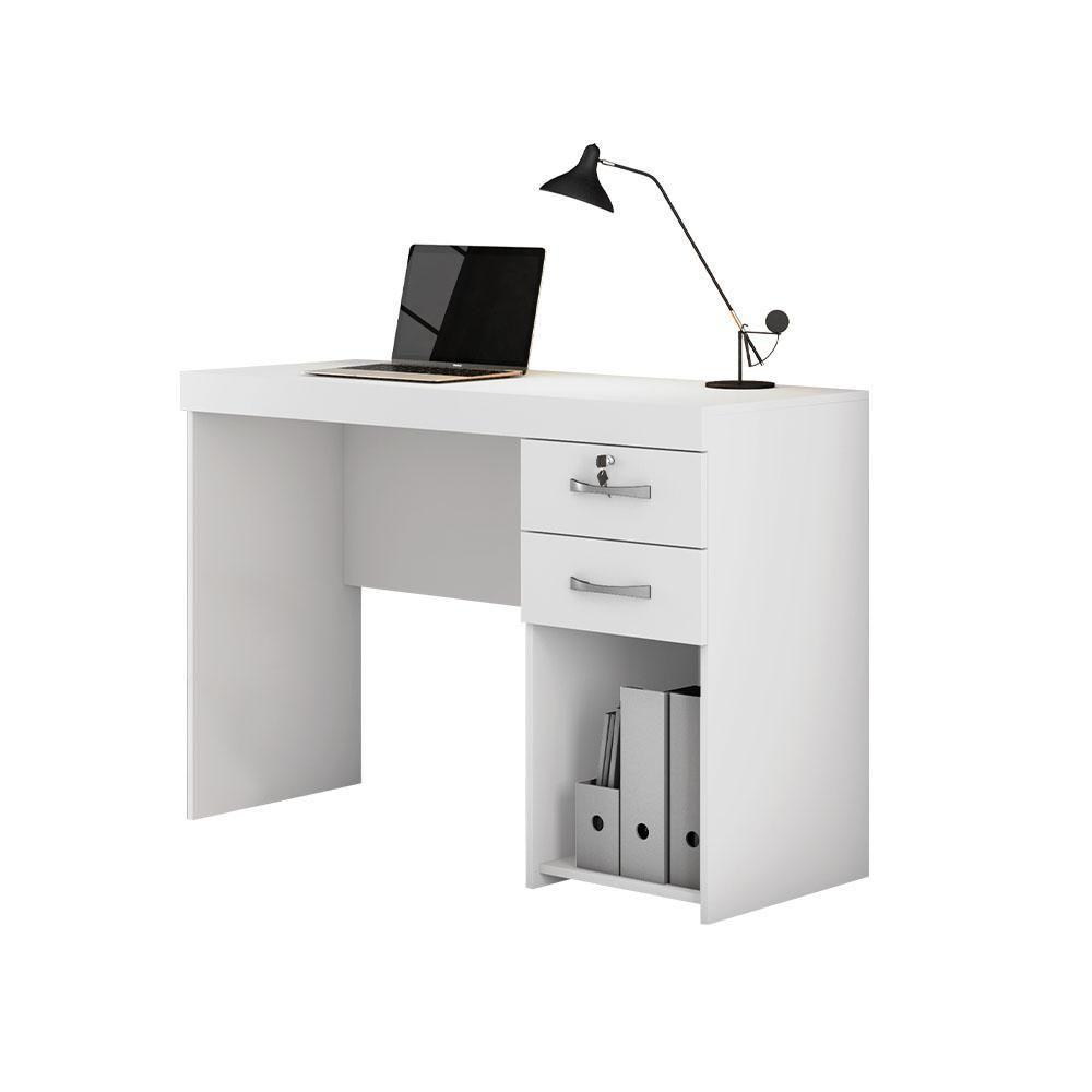 Mesa Escrivaninha Office Iara Com 2 Gavetas Jcm Branco - 1