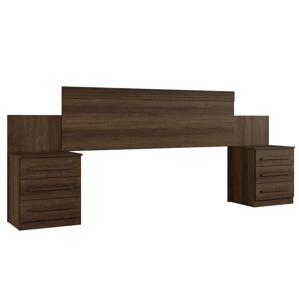 Cabeceira Casal Império Extensível Com Mesa De Cabeceira Benetil Imbuia - 1