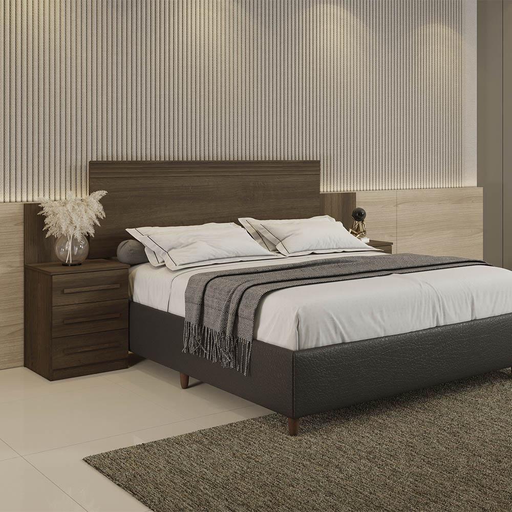 Cabeceira Casal Império Extensível Com Mesa De Cabeceira Benetil Imbuia - 3