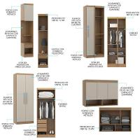 Guarda Roupa De Solteiro Modulado Selene 7 Pçs Menu Móveis Carvalho