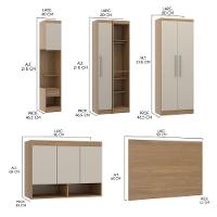 Guarda Roupa De Solteiro Modulado Selene 7 Pçs Menu Móveis Carvalho - 5