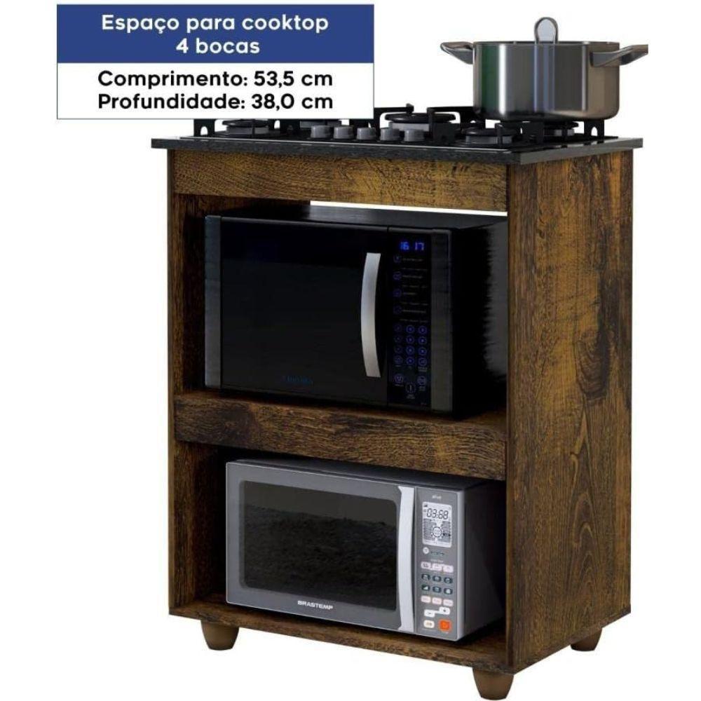 Balcão Para Cooktop 4 Bocas 2 Nichos Turim Kaiki Móveis Ipê - 4