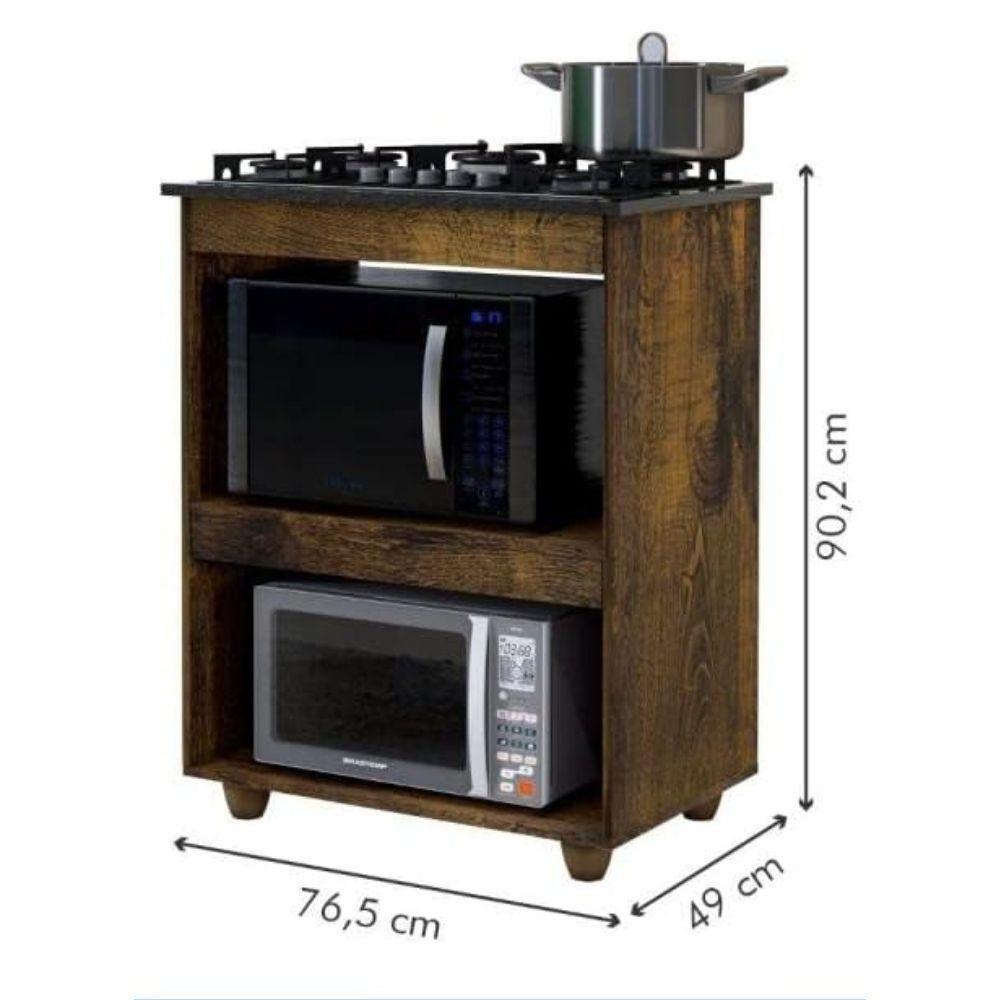 Balcão Para Cooktop 4 Bocas 2 Nichos Turim Kaiki Móveis Ipê - 6