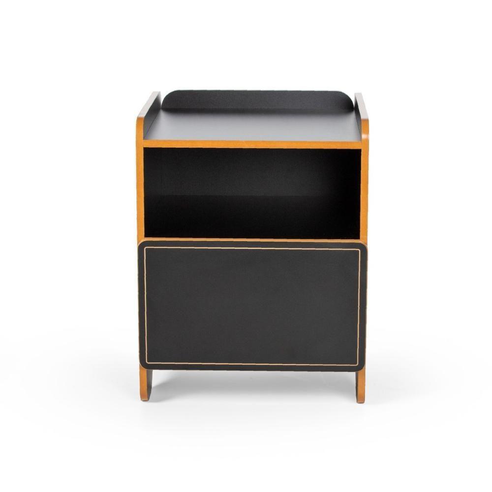 Mesa De Cabeceira 1 Gaveta Com Nicho Cindy - Preto - 1