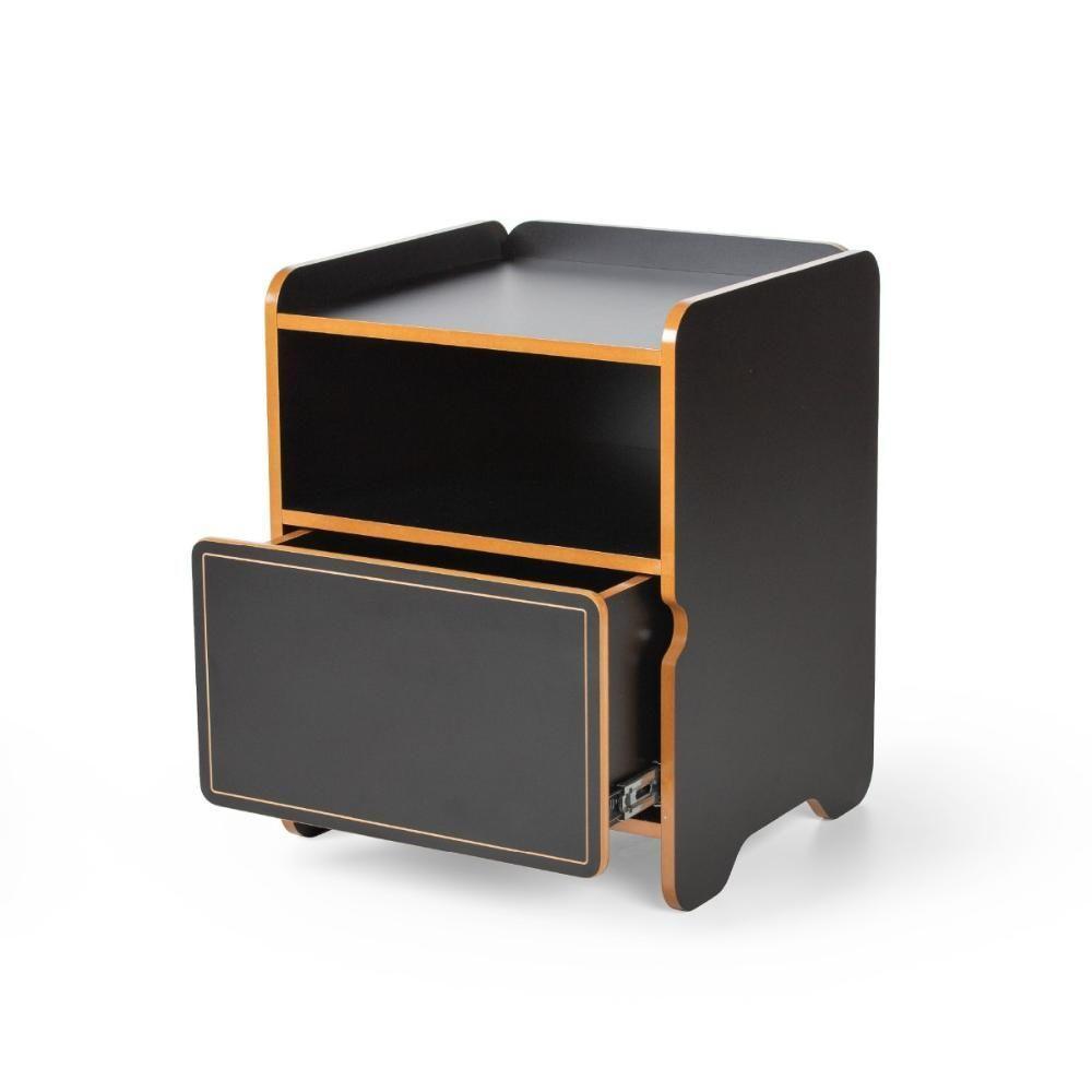 Mesa De Cabeceira 1 Gaveta Com Nicho Cindy - Preto - 5