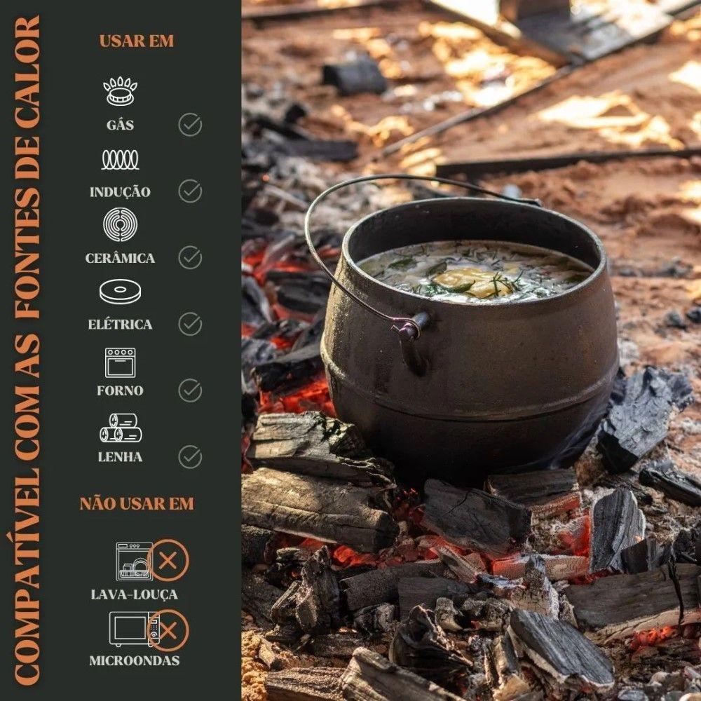 Caldeirão Bojudo Com Tampa 20 Cm 6 L Em Ferro Fundido Panela Mineira - 3