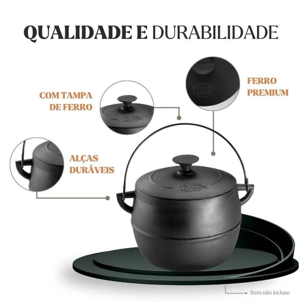 Caldeirão Bojudo Com Tampa 20 Cm 6 L Em Ferro Fundido Panela Mineira - 4