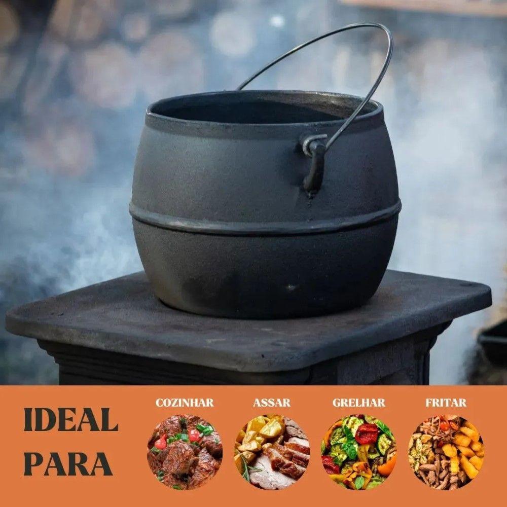 Caldeirão Bojudo Com Tampa 20 Cm 6 L Em Ferro Fundido Panela Mineira - 5