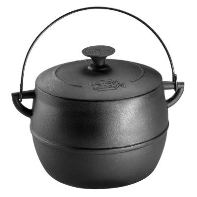Caldeirão Bojudo com Tampa 20cm 6L em Ferro Fundido Preto Panela Mineira
