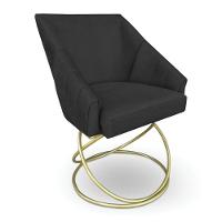 Kit 2 Poltronas Luxo Alana Suede Preto Base De Ferro Dourado - Pallazio - 3