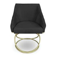 Kit 2 Poltronas Luxo Alana Suede Preto Base De Ferro Dourado - Pallazio