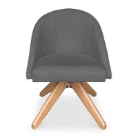 Kit 02 Poltronas Cadeira Giratória Bela Veludo Grafite Base De Madeira - Pallazio