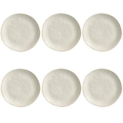 Conjunto de Pratos Rasos Orgânico Vanilla 6 Peças Cerâmica Bege Porto Brasil