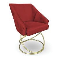 Kit 2 Poltronas Luxo Alana Suede Vermelho Base De Ferro Dourado - Pallazio - 3