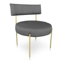 Kit 2 Poltronas Luxo Elora Linho Grafite Pés De Ferro Dourado - Pallazio - 3