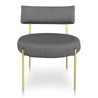 Kit 2 Poltronas Luxo Elora Linho Grafite Pés De Ferro Dourado - Pallazio