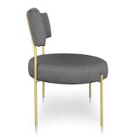 Kit 2 Poltronas Luxo Elora Linho Grafite Pés De Ferro Dourado - Pallazio - 5