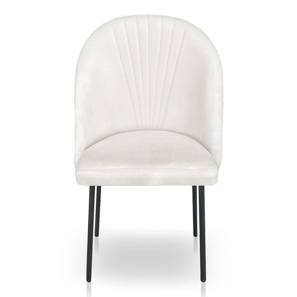 Cadeira Poltrona De Jantar Ariel Suede Pés De Ferro Preto - Pallazio Cor Rosa Bebê - 3