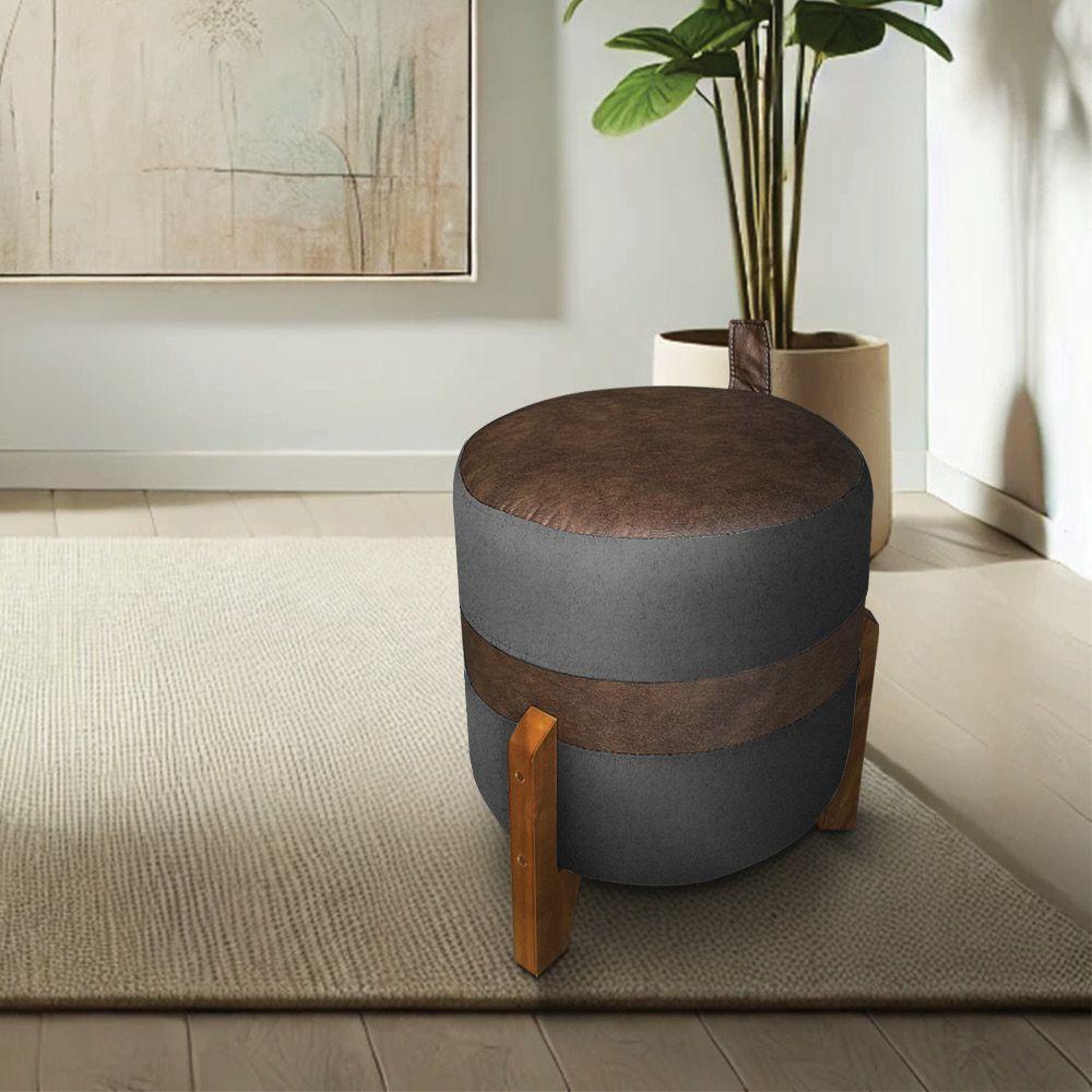 Kit 02 Puffs Le Mans Veludo Grafite E Corano Nozes Base De Madeira - Pallazio - 2