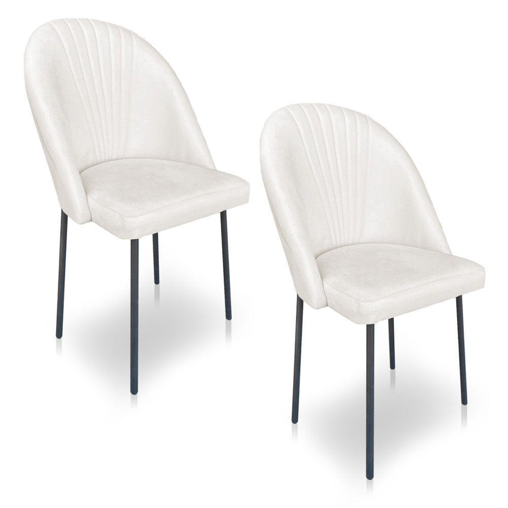 Kit 2 Cadeiras Poltrona De Jantar Ariel Suede Pés De Ferro Preto - Pallazio Cor Marrom - 1