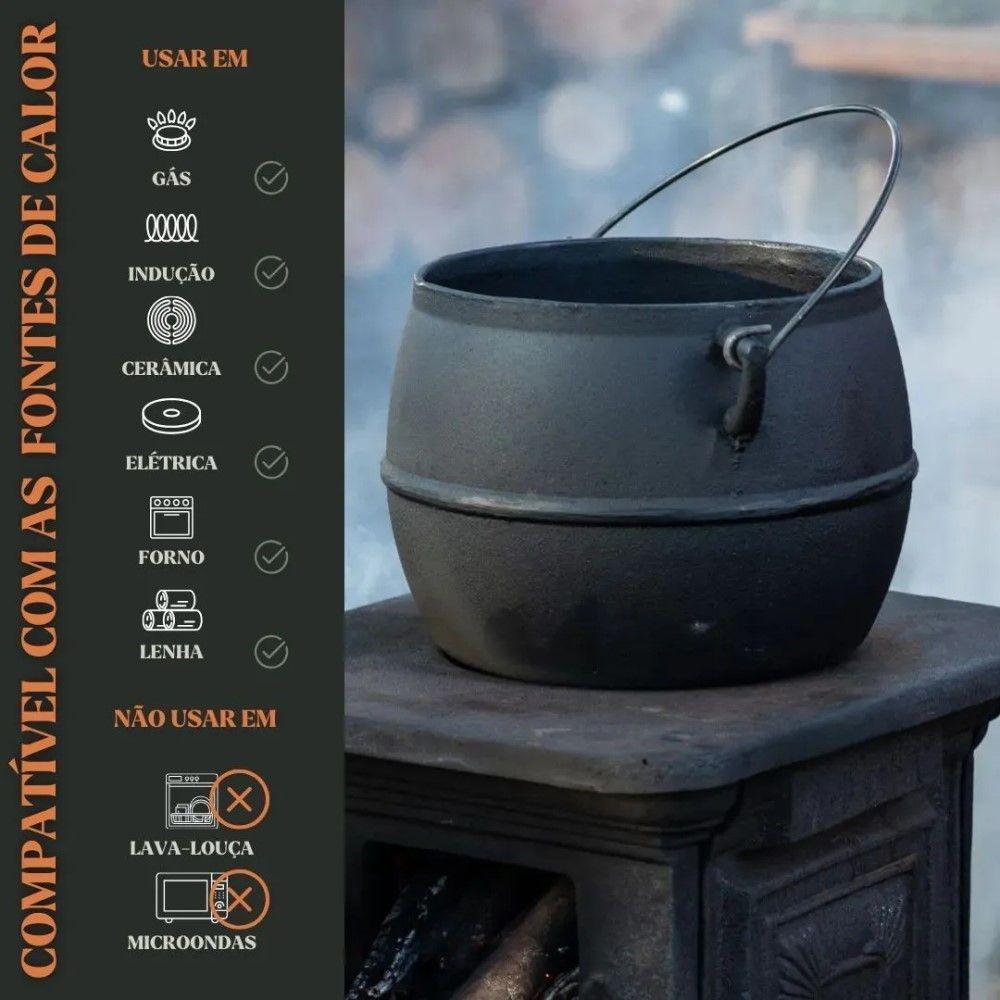 Caldeirão Bojudo Com Tampa 14 Cm 2 L Em Ferro Fundido Panela Mineira - 5