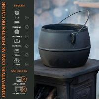 Caldeirão Bojudo Com Tampa 14 Cm 2 L Em Ferro Fundido Panela Mineira - 5