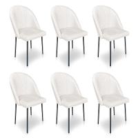 Kit 6 Cadeiras Poltrona De Jantar Ariel Suede Pés De Ferro Preto - Pallazio Cor Verde - 1