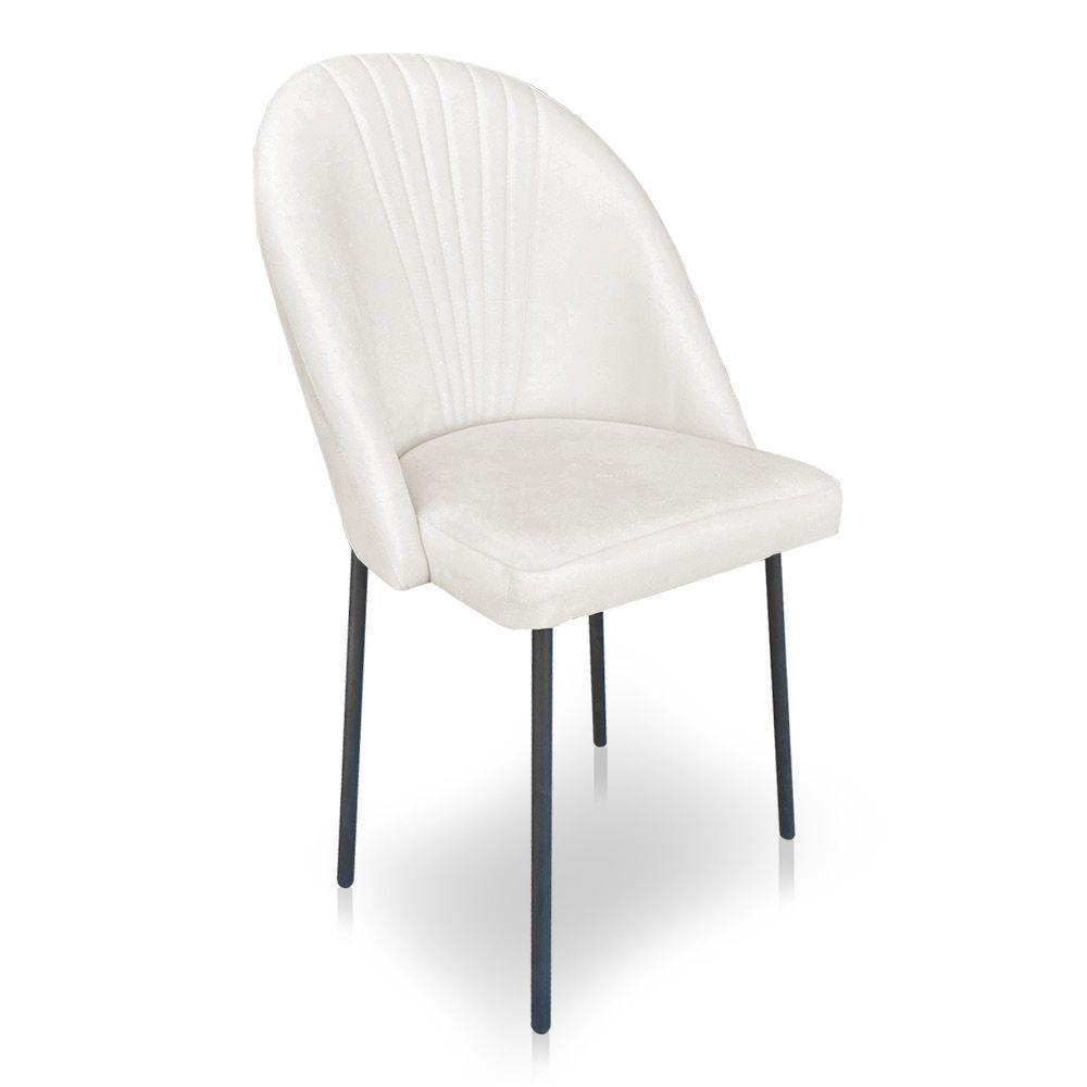 Kit 8 Cadeiras Poltrona De Jantar Ariel Suede Pés De Ferro Preto - Pallazio Cor Preto - 3