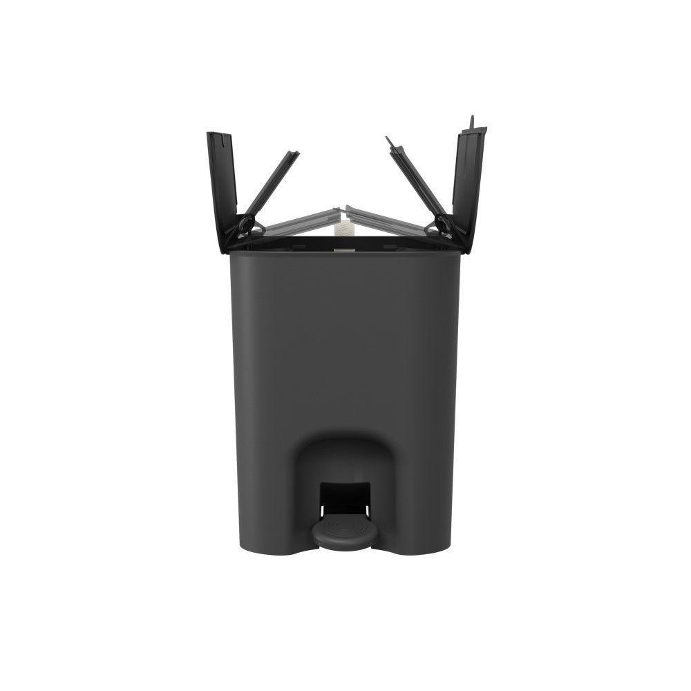 Lixeira Com Pedal Borboleta 12l Preto Com Alça Bege Coza - 4