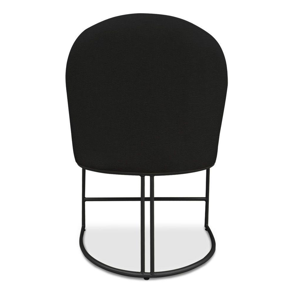 Kit 06 Cadeiras Poltrona De Jantar Bela Veludo Preto Base Metálica Industrial Preto - Pallazio - 6