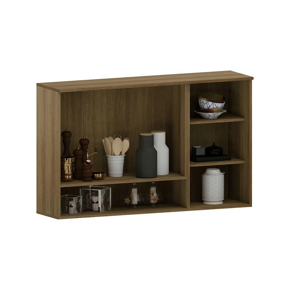 Armário Aéreo 120cm 3 Portas E Nicho Isis Luciane Móveis Avelã-mocca Laca - 2