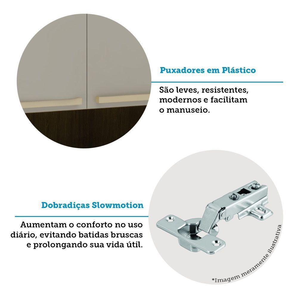 Armário Aéreo 120cm 3 Portas E Nicho Isis Luciane Móveis Avelã-mocca Laca - 4