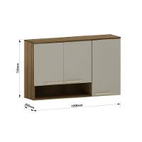 Armário Aéreo 120cm 3 Portas E Nicho Isis Luciane Móveis Avelã-mocca Laca - 3